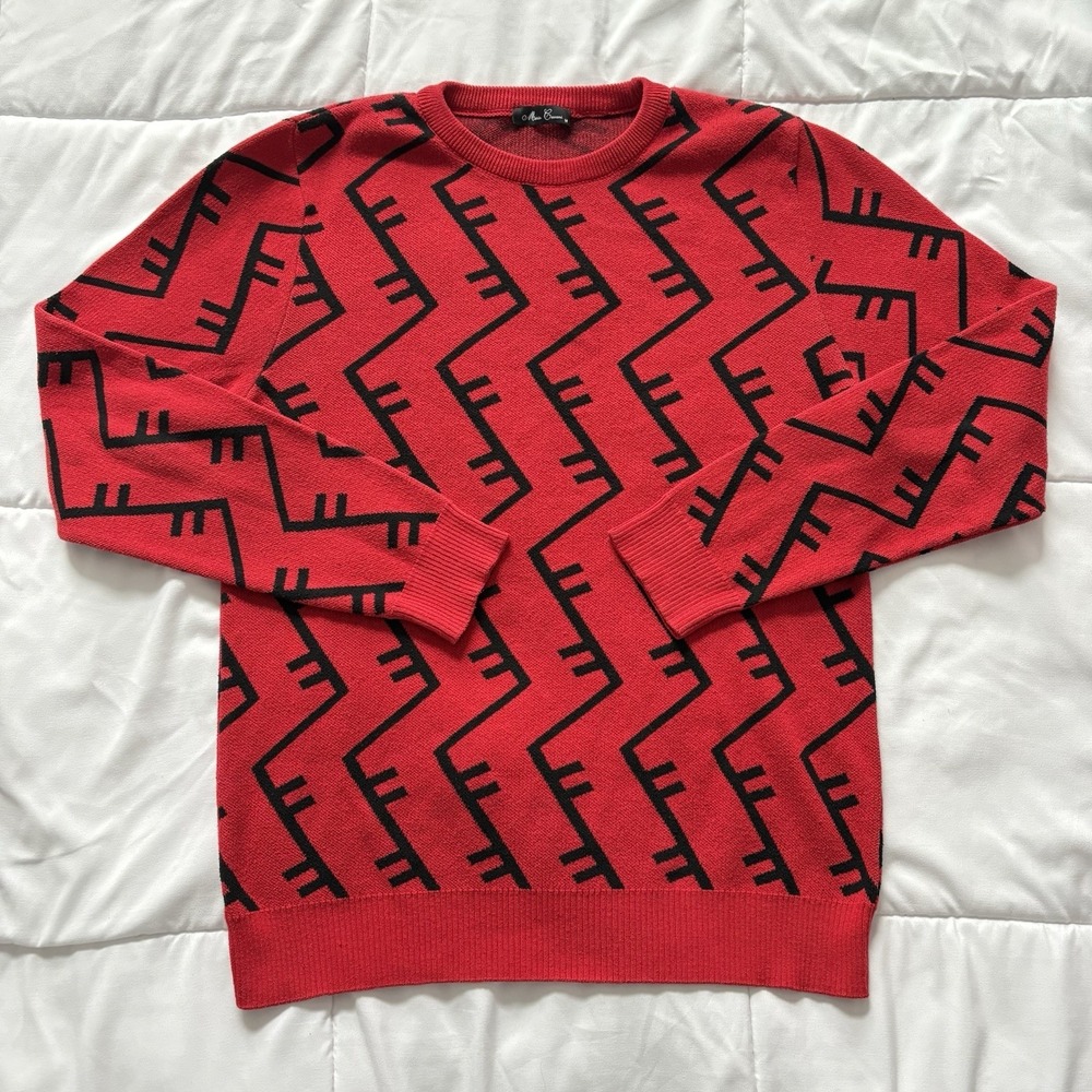 Vintage Mens Medium‎ Red Crewneck Long Sleeve Sweater Skater 90s Y2K Streetwear